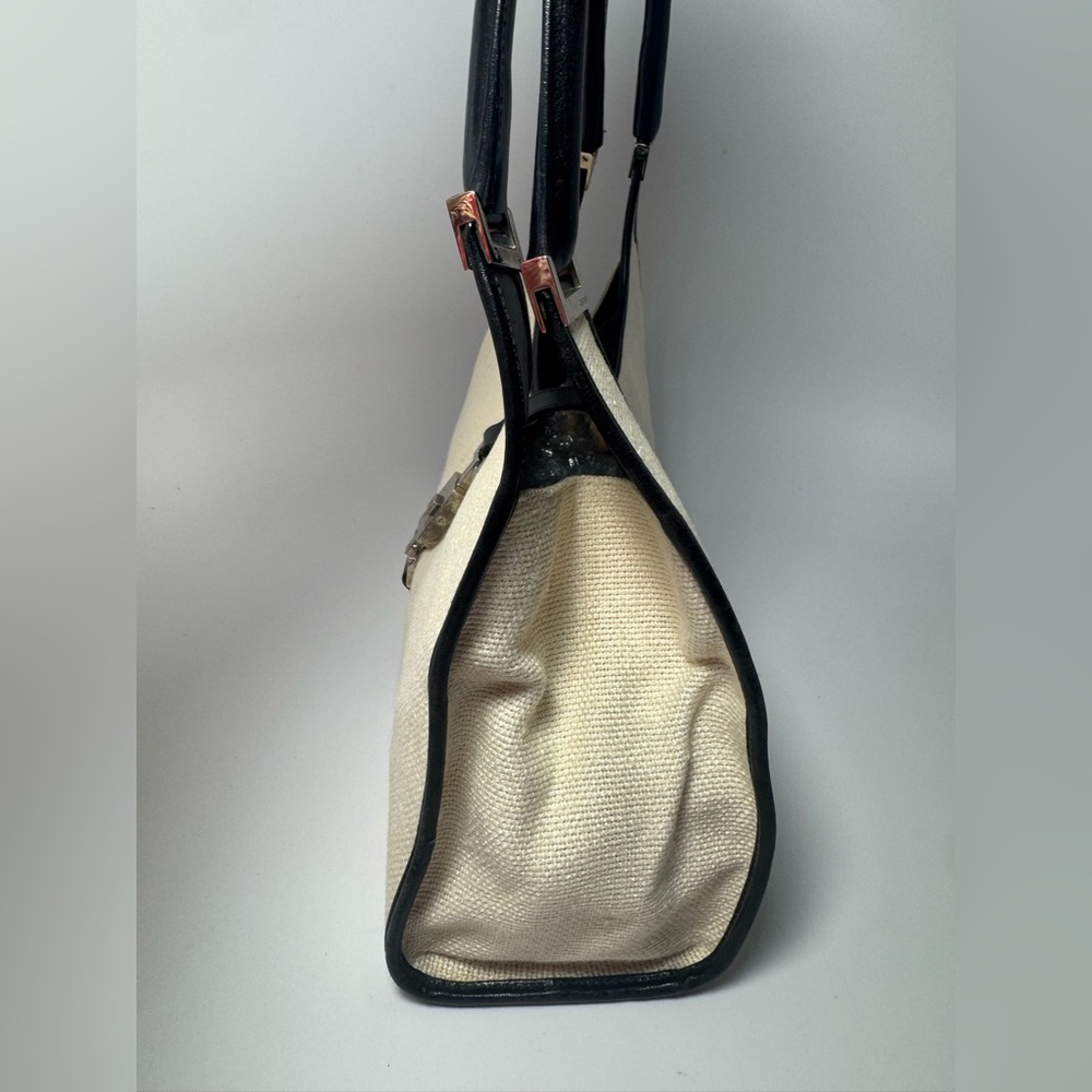 Gucci Jackie Bardot Piston Lock Hobo Black & White Cloth & Leather Luxury Bag - Picture 7 of 14